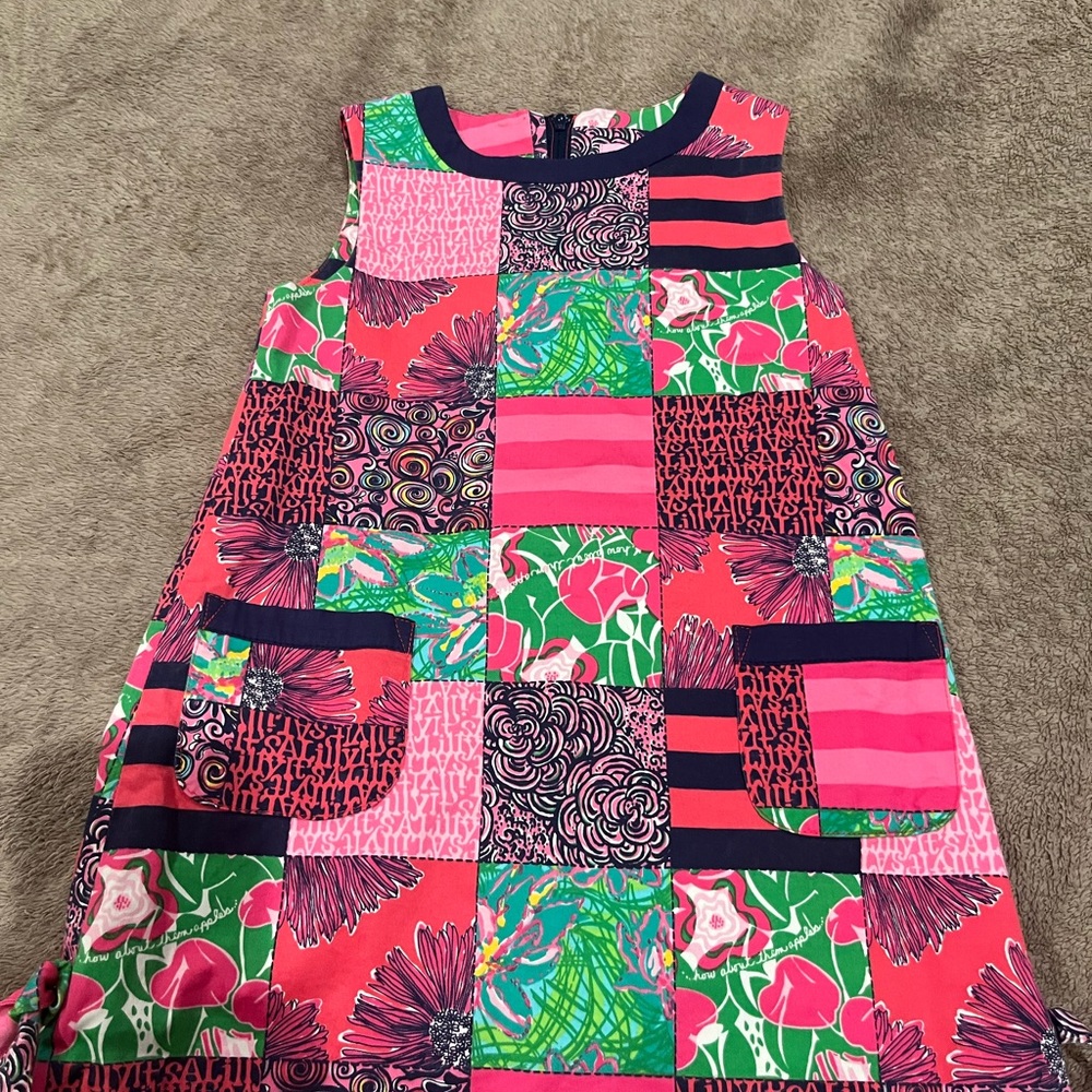 Lilly Pulitzer Pink and Green Swirl Dress 4T